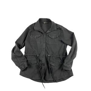 DG2 Diane Gilman Women's Military Style Jacket Size L Black Heavy Cotton